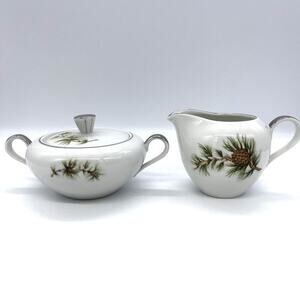 Seyei Cascade Pine Creamer & Sugar Bowl Norcrest Fine China 11028 Nagoya Japan